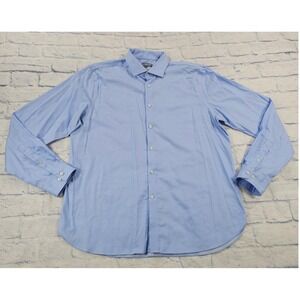 Michael Kors Dress Shirt MENS 17.5 36/37 Blue Slim Fit Airsoft Stretch Non Iron